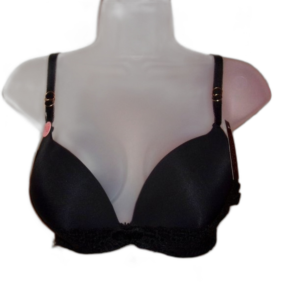Youmita Black Lace Soft Cup Demi 38B Bra NWT